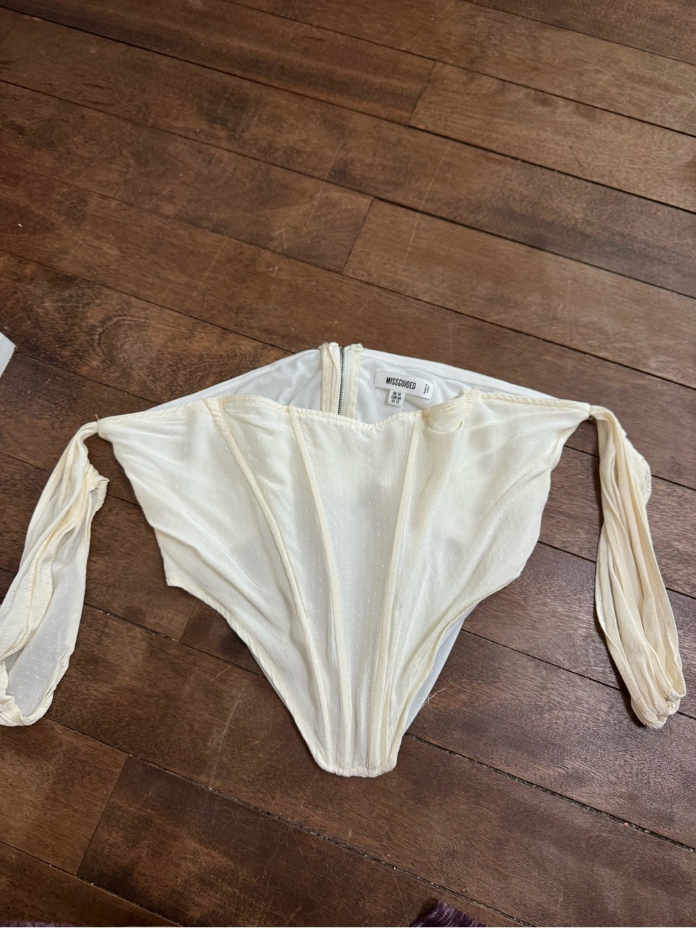 Missguided Cream Corset Off Shoulder Top